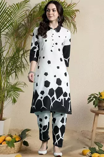 Women Printed Regular Pure Cotton Kurta with Trousers