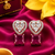 Rose gold heart halo magenta earrings