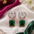Rose gold heart halo emerald earrings