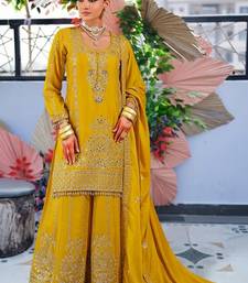 Women Ethnic Motifs Embroidered Regular Thread Work Kurta with Palazzos & With Dupatta