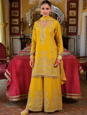 Women Ethnic Motifs Embroidered Regular Thread Work Kurta with Palazzos & With Dupatta 6