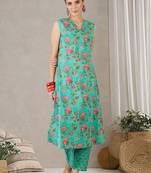 Women Floral Printed Regular Pure Cotton Kurta with Trousers