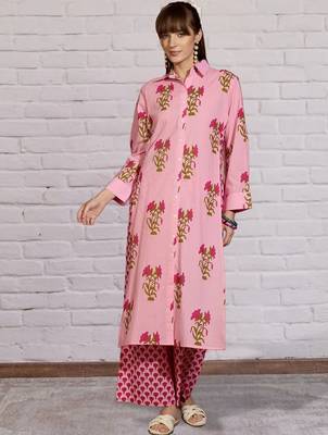 Women Floral Printed Regular Pure Cotton Kurta with Palazzos 1