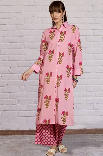Women Floral Printed Regular Pure Cotton Kurta with Palazzos