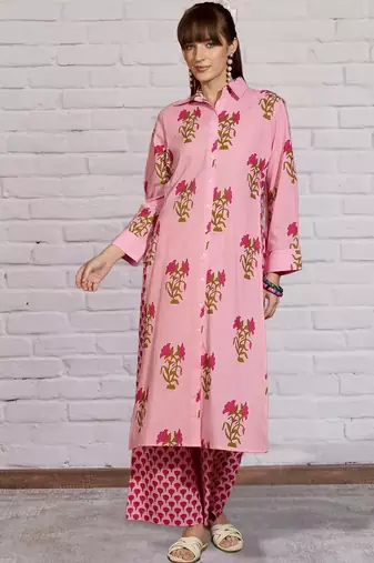 Women Floral Printed Regular Pure Cotton Kurta with Palazzos