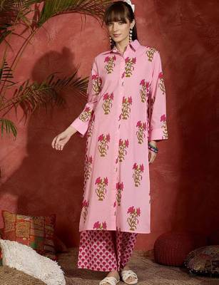 Women Floral Printed Regular Pure Cotton Kurta with Palazzos 5