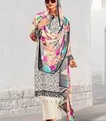 Women Floral Printed Regular Thread Work Kurta with Trousers & With Dupatta