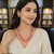 Red coral & white pearl double strand necklace and earring set