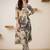 Women Printed Regular Linen Kurta with Trousers