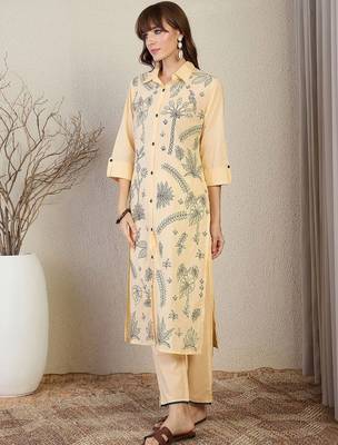 Women Floral Printed Regular Pure Cotton Kurta with Trousers 5