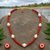 Red coral bead and pearl necklace set with stud earrings