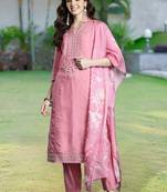 Women Floral Embroidered Regular Thread Work Kurta with Trousers & With Dupatta