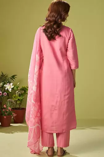 Women Floral Embroidered Regular Thread Work Kurta with Trousers & With Dupatta