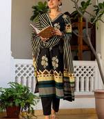 Women Ethnic Motifs Printed Regular Pure Cotton Kurta with Trousers & With Dupatta