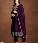 Women Ethnic Motifs Embroidered Panelled Thread Work Kurta with Trousers & With Dupatta