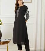 Women Ethnic Motifs Embroidered Regular Thread Work Pure Cotton Kurta with Trousers