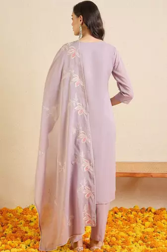 Women Floral Embroidered Regular Thread Work Pure Cotton Kurta with Trousers & With Dupatta