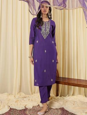 Women Ethnic Motifs Embroidered Regular Thread Work Kurta with Trousers & With Dupatta 4