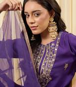 Women Ethnic Motifs Embroidered Regular Thread Work Kurta with Trousers & With Dupatta