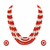Red coral & white pearl multi-layer beaded necklace earring set