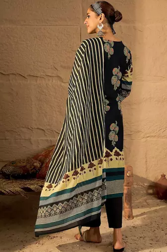 Women Ethnic Motifs Printed Regular Pure Cotton Kurta with Trousers & With Dupatta