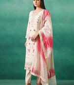 Women Floral Embroidered Regular Mirror Work Kurta with Trousers & With Dupatta