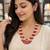 Red coral & white pearl multi-layer beaded necklace earring set