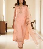 Ethnic Motifs Embroidered Regular Sequinned Kurta With Trousers & Dupatta