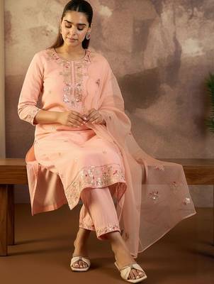 Ethnic Motifs Embroidered Regular Sequinned Kurta With Trousers & Dupatta 7