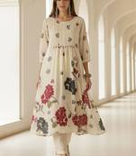 Floral Printed Regular Pure Cotton A-Line Kurta With Trousers