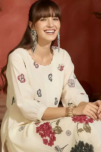 Floral Printed Regular Pure Cotton A-Line Kurta With Trousers