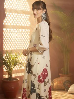 Floral Printed Regular Pure Cotton A-Line Kurta With Trousers 3