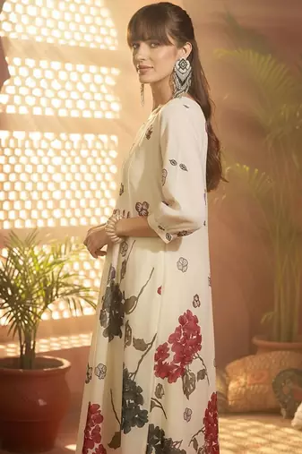 Floral Printed Regular Pure Cotton A-Line Kurta With Trousers