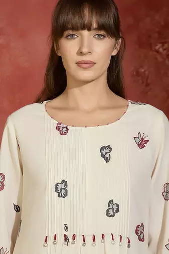 Floral Printed Regular Pure Cotton A-Line Kurta With Trousers
