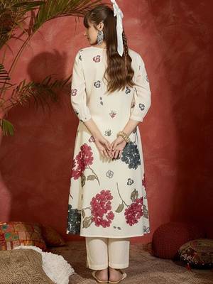 Floral Printed Regular Pure Cotton A-Line Kurta With Trousers 5