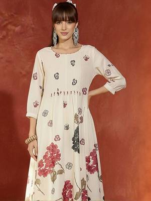 Floral Printed Regular Pure Cotton A-Line Kurta With Trousers 6