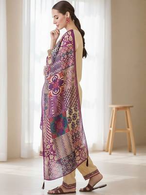 Ethnic Motifs Embroidered Regular Thread Work Kurta With Trouser & Dupatta 3