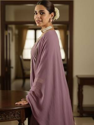 Floral Embroidered Thread Work Straight Kurta With Trouser & Dupatta 7