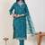 Ethnic Motifs Embroidered V-Neck Thread Work Kurta & Trousers With Dupatta