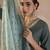 V-Neck Pleated Thread Work Straight Kurta With Trouser & Dupatta