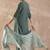 V-Neck Pleated Thread Work Straight Kurta With Trouser & Dupatta