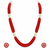 Red coral bead multi-strand necklace set with pearl earrings