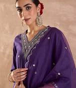Ethnic Motifs Embroidered Regular Thread Work Kurta With Trousers & Dupatta