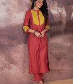 Self Design Round Neck Straight Kurta With Trouser