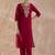 Floral Embroidered Round Neck Thread Work Kurta With Trouser