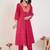 Women Ethnic Motifs Embroidered Regular Thread Work Silk Kurta with Trousers