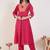 Women Ethnic Motifs Embroidered Regular Thread Work Silk Kurta with Trousers
