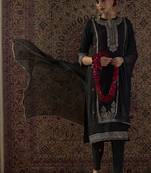 Embroidered Notch Neck Sequinned Straight Kurta With Trousers & Dupatta
