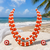 Coral beads & pearl 3-layer necklace set with stud earrings