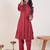 Ethnic Motifs Embroidered Mandarin Collar Thread Work Kurta With Trousers